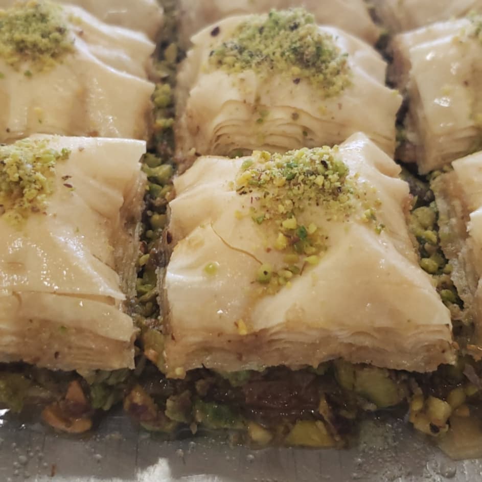 Baklava pieces closeup